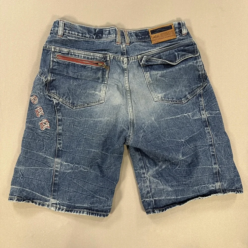 Snoop Dogg Shorts Mens 38 Blue Denim Bermuda Relaxed Fit Embroidered Hip Hop
